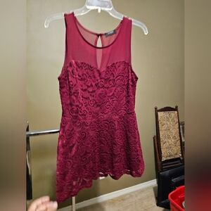 Burgundy Lace Shirt